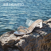 TA54301 人鱼公主 蹀愫水钻一字带凉拖仙女风拖鞋