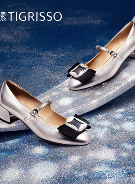 有钱钻|蹀愫方钻法式玛丽珍粗跟单鞋TA54518-12