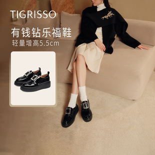 有钱钻蹀愫25秋冬新方钻增高5.5魔术贴乐福漆皮小皮鞋 TA65521