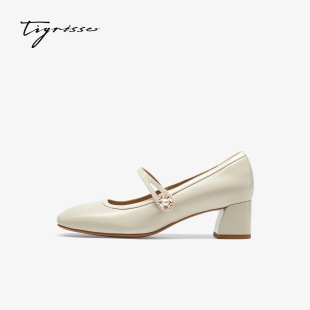 T76117A 午后时光蹀愫26年春新4.5粗跟法式 珍珠芭蕾玛丽珍单鞋