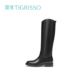 蹀愫冬简约斜领口辣妹骑士靴长筒靴女鞋 靴子TA43768