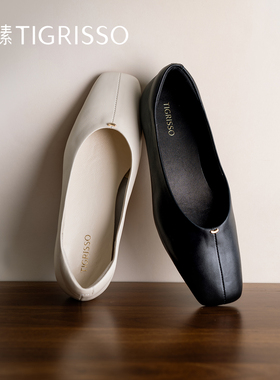 小奶皮|蹀愫2025年新款方头一脚蹬平底单鞋奶奶鞋TA65113-14