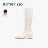 TA54705 小奶皮 蹀愫冬增高无港宝加绒复古长靴骑士靴女鞋