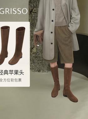 苹果派蹀愫25冬季新款加绒显瘦时装高靴长筒靴TA65709-12