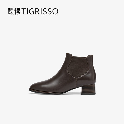 蹀愫时尚简约切尔西休闲短筒靴