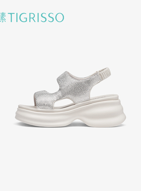 【碎钻星河】蹀愫满钻厚底增高巨轻沙滩休闲凉鞋TA54370-50