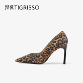 蹀愫2025年秋冬新款 TA65528 尖头豹纹气质高跟鞋 9厘米浅口单鞋