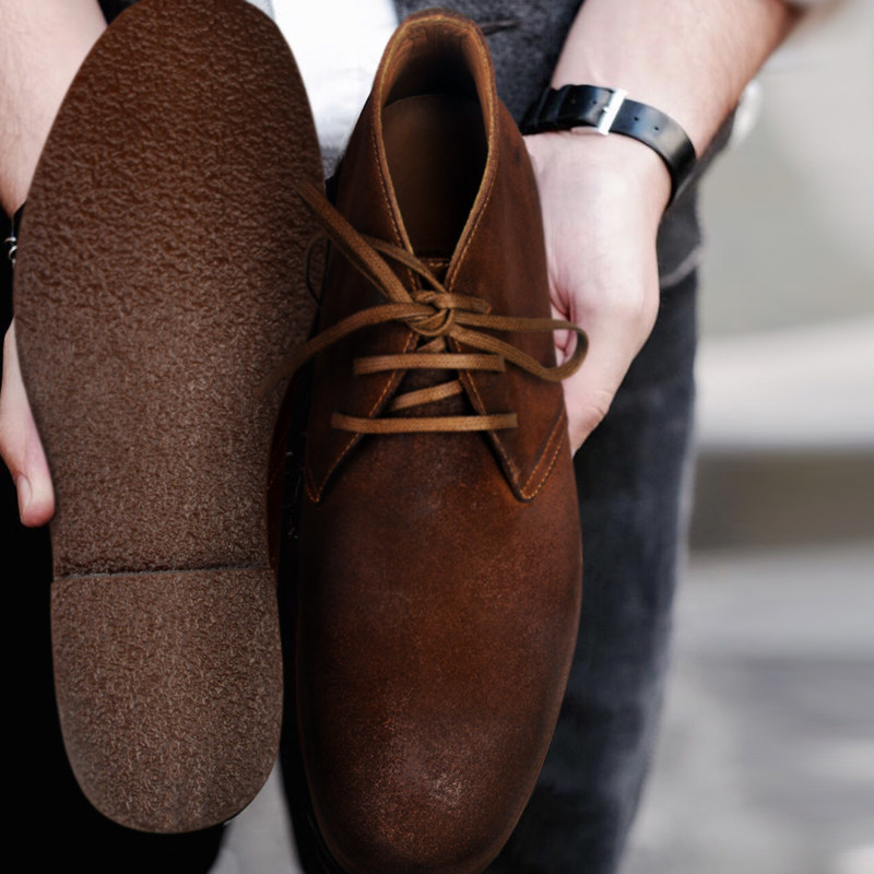 奈瑟【古着】低帮反绒休闲皮鞋男英伦真皮复古男鞋秋冬磨砂工装鞋