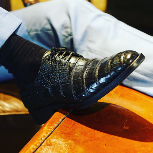 奈瑟手工定制鳄鱼商务风西装皮鞋