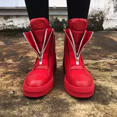 Naisi European Style Autumn and Winter High-Top Shoes for Men ins Red High-Top Shoes Men's High-Top Sneakers Zipper Men's Shoes Gz Trendy