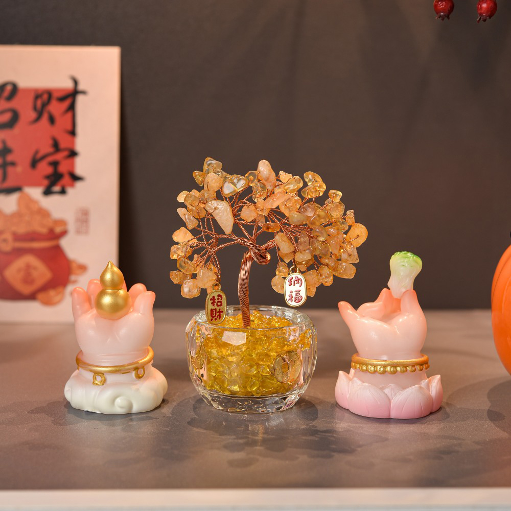 招财玄学胖fufu佛手财神爷工位情绪稳定神器桌面解压摆件车载礼物