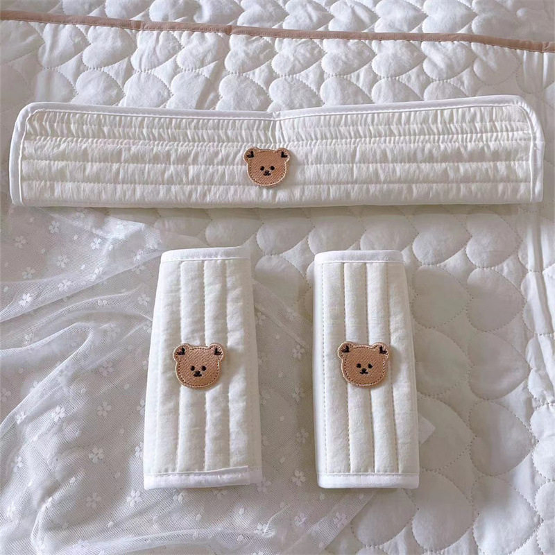 ins韩国通用婴儿车推车配件车把前扶手保护套护肩防咬口水巾纯棉