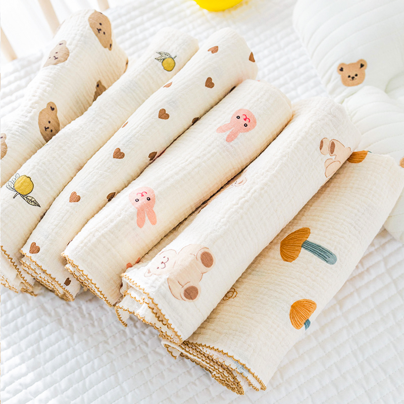 双层纯棉纱布盖毯新生婴儿超柔包单宝宝4层包被抱毯儿童吸水浴巾