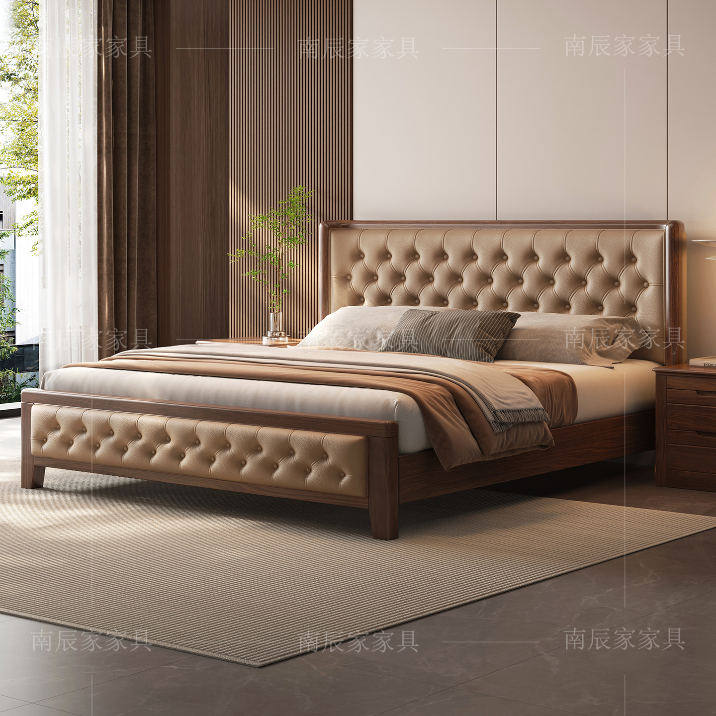 金丝檀木实木床1.8米双人床