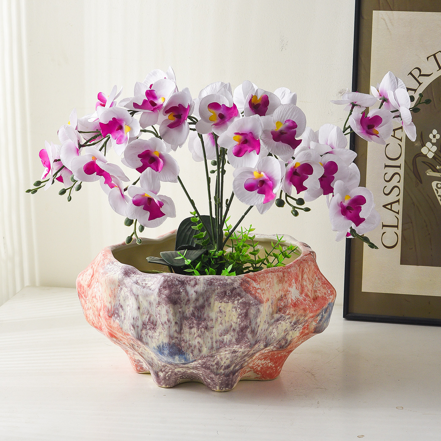 彩色陶瓷花盆创意不规则造型透气多肉植物盆栽装饰