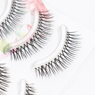 乐花繁假睫毛自然仿真女V型交叉鱼线透明梗手勒毛卷翘女团睫毛M07