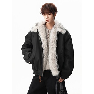 狼王座山雕夹克棉服男女款冬季毛加绒加厚哈林顿棉服外套保暖棉衣