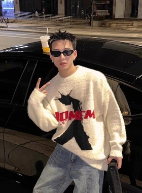 慵懒新款流行气质简约原宿长袖毛衣百搭日系时尚 ins文艺潮流休闲