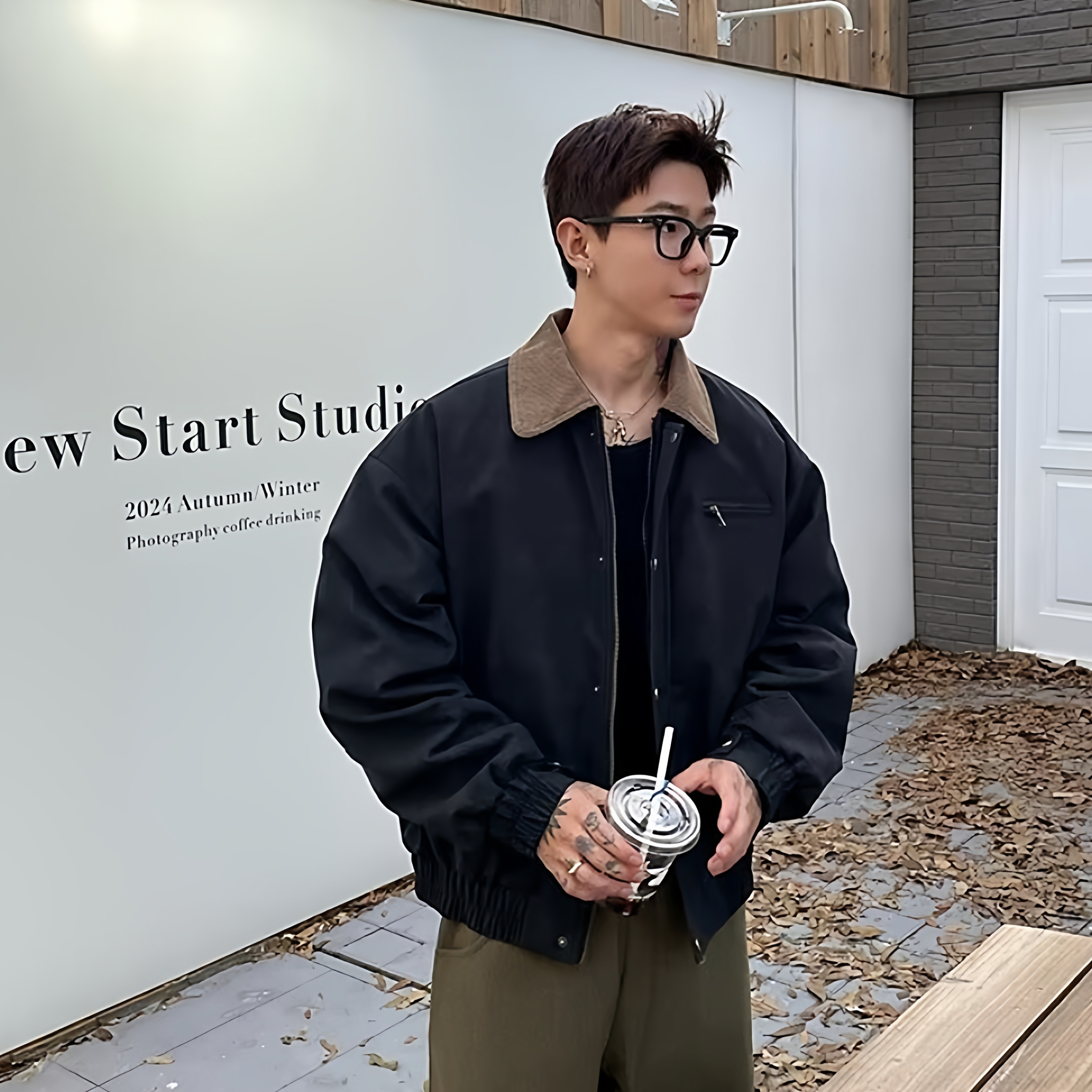 潮流慵懒美式设计感黑色夹克外套男春秋季情侣高街穿搭棒球服复古