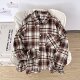春秋复古磨毛格子长袖 衬衫 休闲情侣慵懒风百搭男女外套休闲风翻领