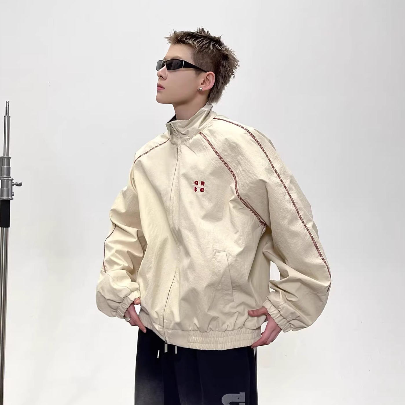 春秋夹克男硬汉风立领美式复古