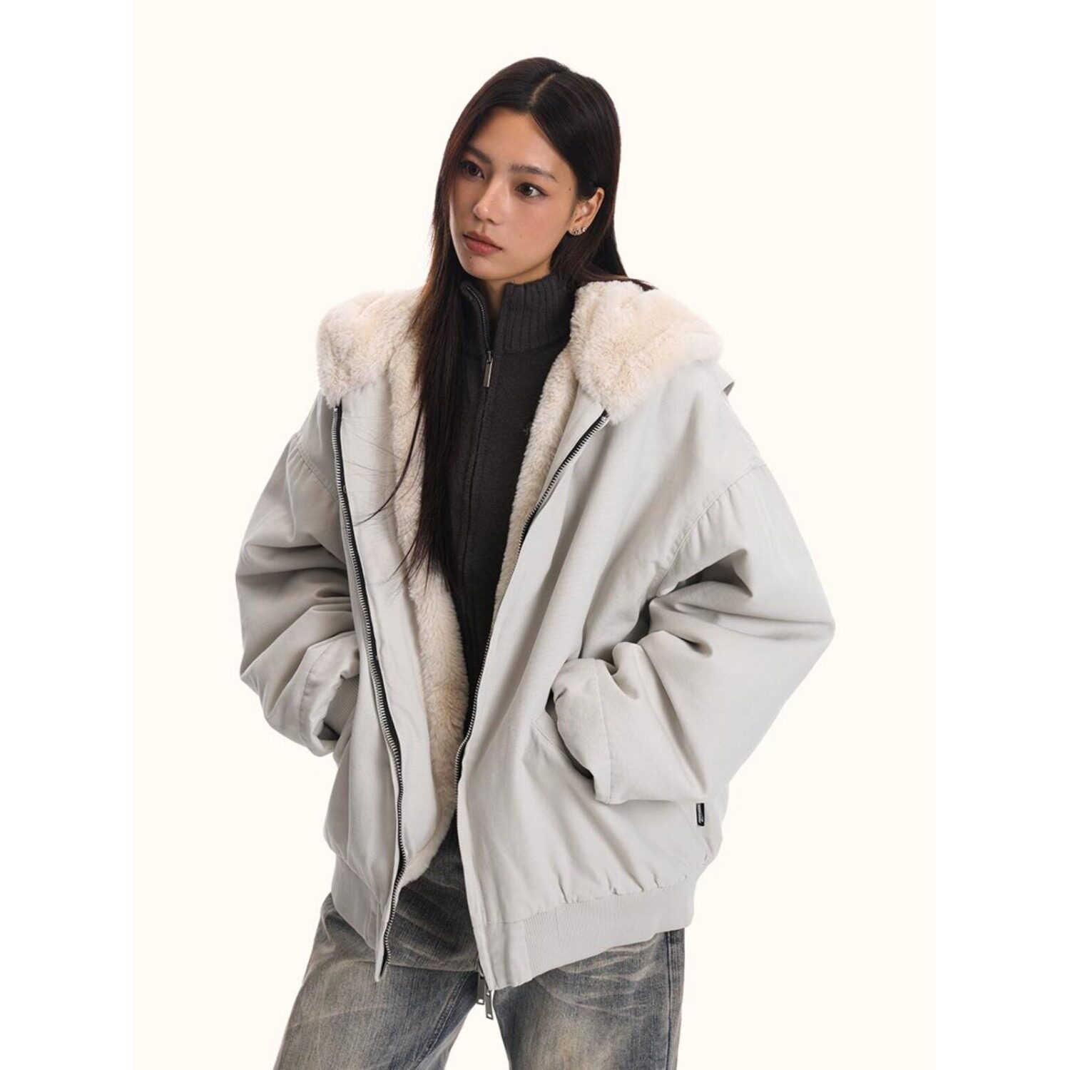 美式秋冬加厚毛领座山雕连帽夹克外套男女宽松保暖棉服潮加厚保暖