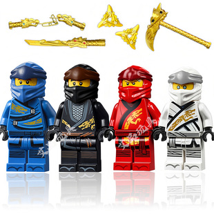 复刻龙服初代劳埃德幻影忍者人仔杰寇拼双截棍积木玩具镀金四武器