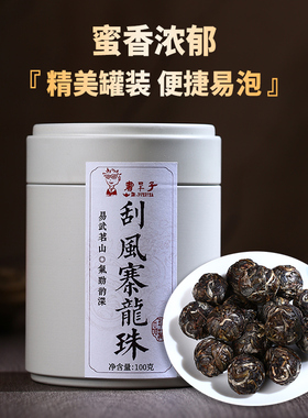 云南茶叶书呆子普洱茶2021普洱刮风寨普洱龙珠生茶生普洱茶小沱茶