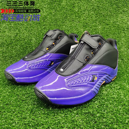 REEBOK男篮球鞋中帮漆皮湖人色