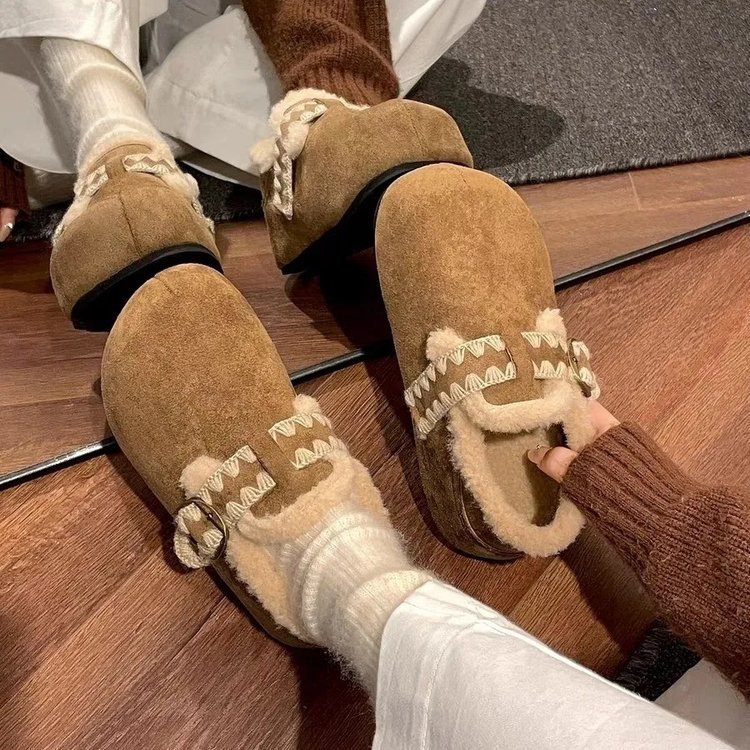 新款加绒毛绒雪地靴女2025冬季加厚保暖小个子增高全包勃肯鞋棉鞋