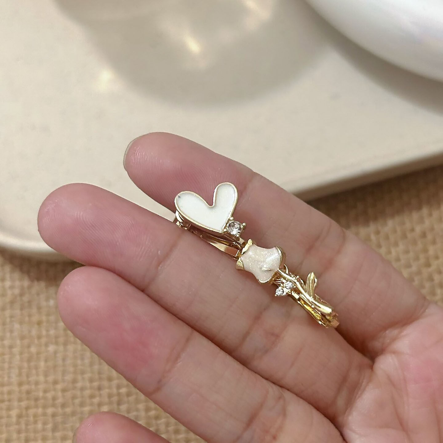 白月光玫瑰爱心耳夹无耳洞女
