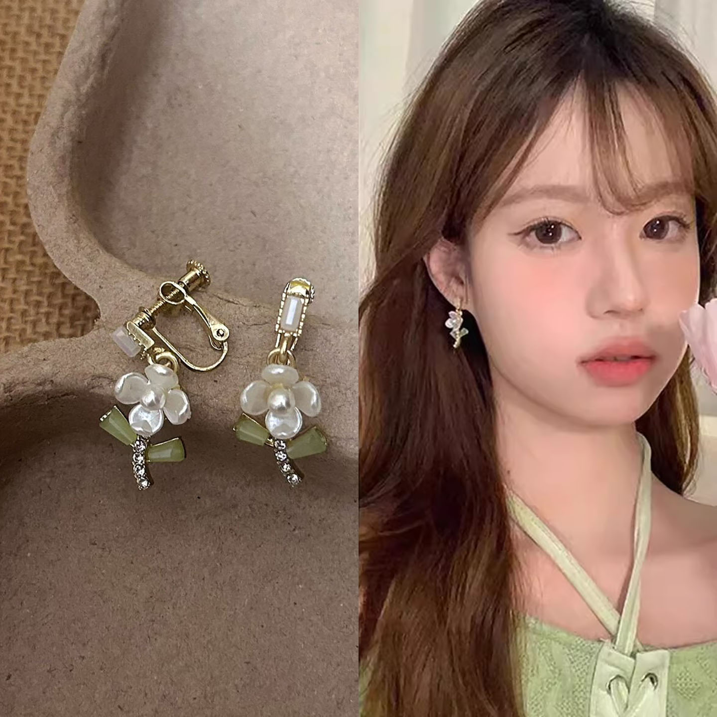 春夏三亚度假风甜美花朵耳夹