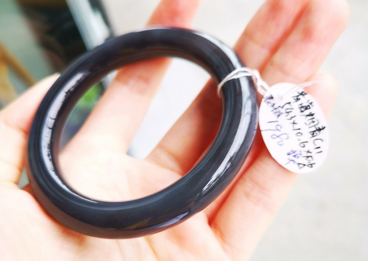 【木古口十】天然青海料 和田烟青玉手镯 青海青圆条扁条 50-60mm