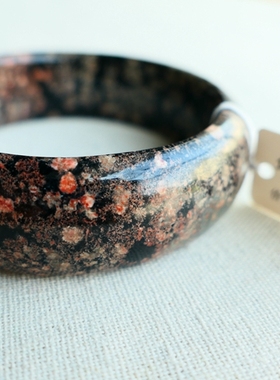 天然巴西雪花黑曜石冰种手镯