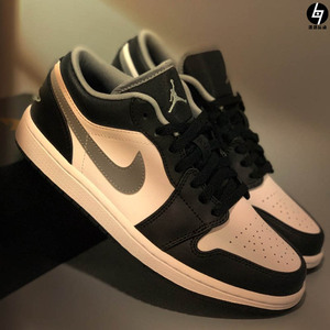 Air Jordan 1 low AJ1 系带跑步低帮黑白灰影子 板鞋 553558-040