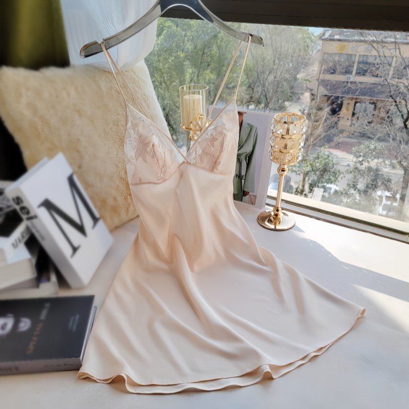 奢华高级感睡衣女性感夏季薄款2025新款冰丝纯欲蕾丝吊带睡裙套装,女士内衣/男士内衣/家居服,睡裙,淘宝优惠券,粉丝福利购,淘宝优惠卷