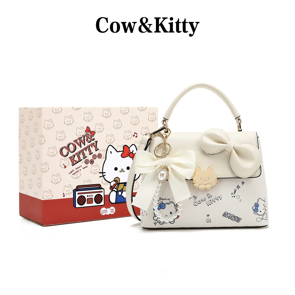 Cow&Kitty正品女包2026新款蝴蝶结可爱清新高级感小众手提斜挎包
