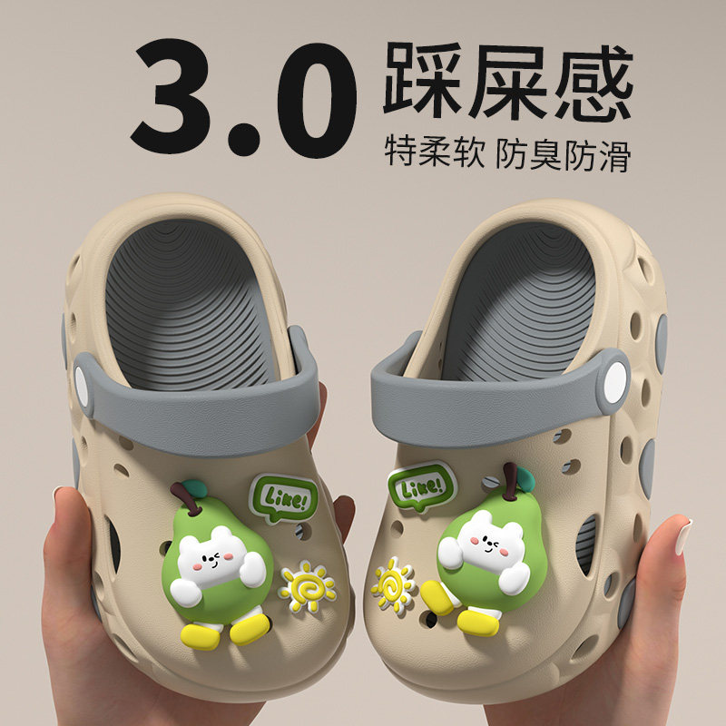儿童防滑洞洞鞋男童2026夏季新款可爱水果外穿沙滩包头凉拖鞋女童图片
