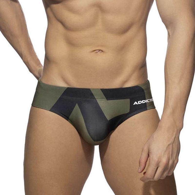 男士三角泳裤性感大囊袋速干锦纶时尚印花沙滩温泉游泳衣提臀显大