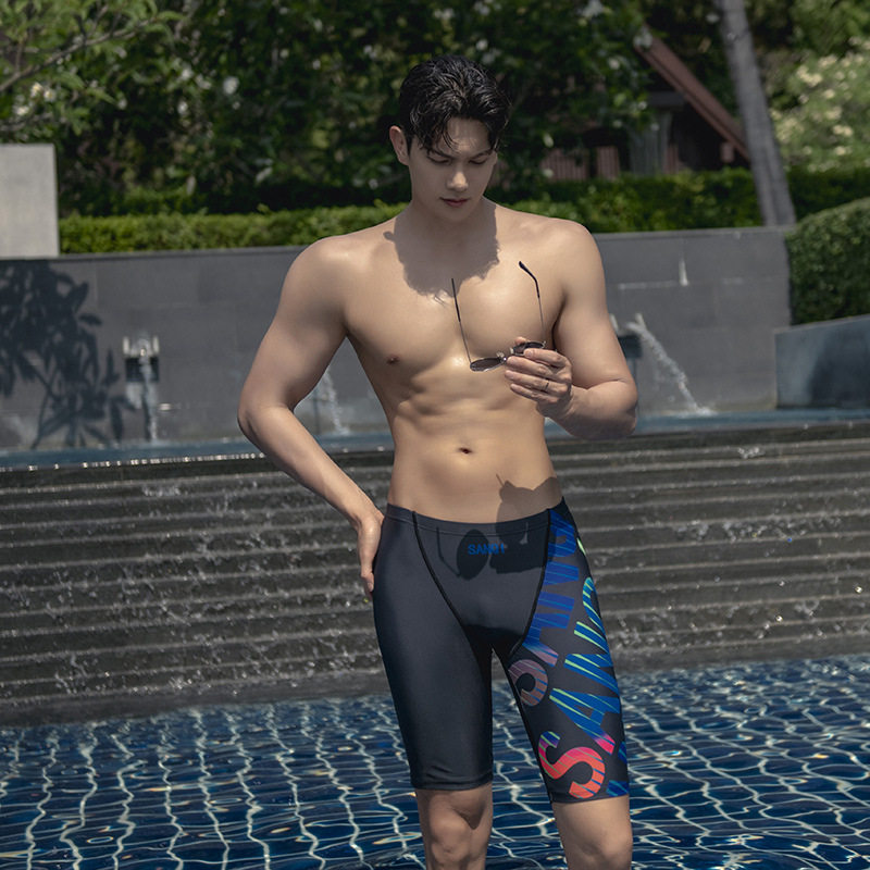三奇泳裤男五分防尴尬游泳裤平角2025新款泡温泉沙滩大码专业男士