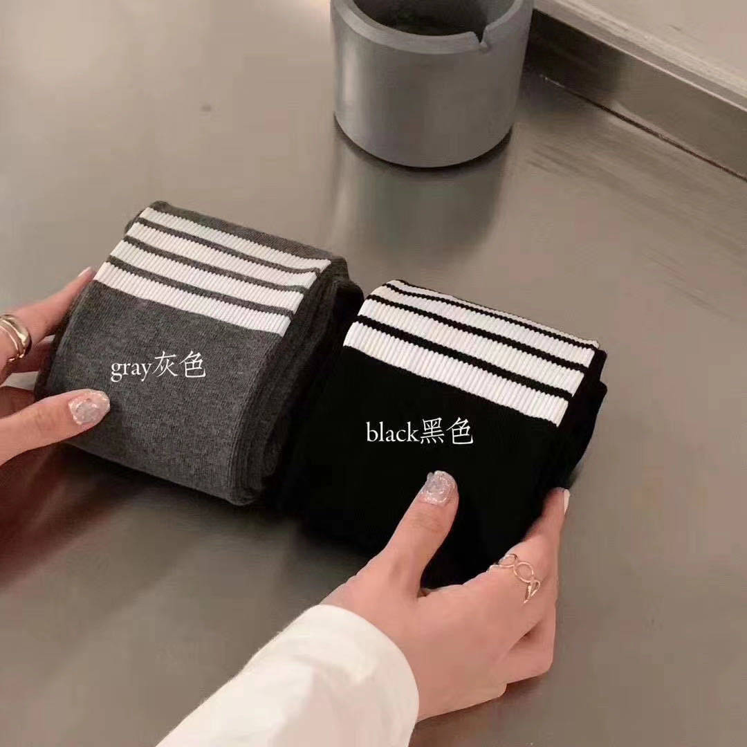 tb打底裤加绒加厚女款针织坑条纹弹力显瘦四条杠打底裤外穿冬款