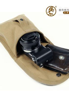 酷色courser帆布摄影包外挂包 微单相机包 镜头 闪光灯腰包 M8301