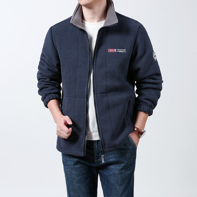 摇粒绒男士外套秋冬款双面绒加厚