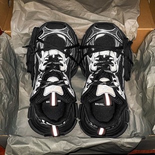 厚底休闲运动鞋 高端正品 女2025新款 男鞋 九代做旧3xl黑白色老爹鞋