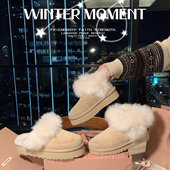 新款 香港正品 蒂茨库特厚底毛毛半拖女2025冬季 防水防污保暖雪地靴