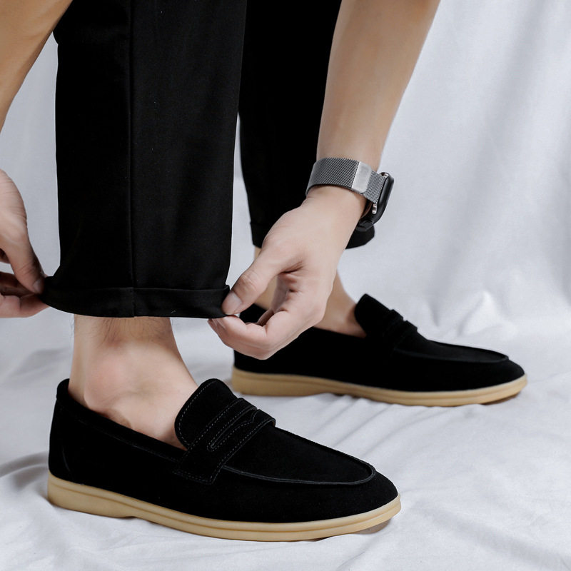 正品新款休闲豆豆鞋男透气软底一脚蹬懒人乐福鞋黑色圆头百搭,流行男鞋,乐福鞋（豆豆鞋）,淘宝优惠券,粉丝福利购,淘宝优惠卷
