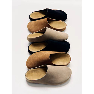 官方正品宋威龙同款ROW风包头半拖勃肯鞋男女款爆款绒面穆勒鞋潮