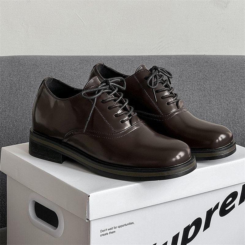 欧版正品英伦复古风德比鞋男商务休闲皮鞋圆头系带低跟青年男鞋潮