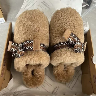 官方正品毛毛包头半拖女款冬季2025新款桑坡村加绒保暖羊毛棉鞋潮