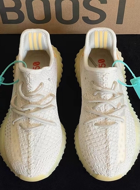 正品OG YEEZY广椰子350白黄小邹菊官方男鞋女款情侣运动休闲鞋子